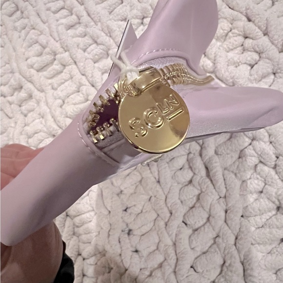 NWT Stoney Clover Lane large lilac patched pouch pearl travel letters - Picture 4 of 7